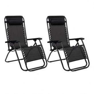 No Brand Set de sillas de jard&iacute;n negro h107xb67xl93cm