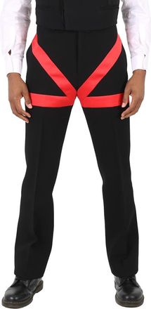 Ferragamo Mens Satin Inlay Wool Tailored Trousers, Brand Size 50 (US Size 34)