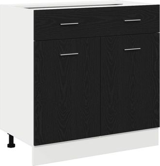 vidaXL Gabinete con Cajón con cajón Riga Roble negro 80 x 46 x 81,5 cm vidaXL