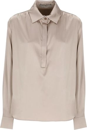 D.exterior Camicia in raso con colletto classico - - Blouses & Shirts - Donna - Beige - L