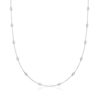 Ross-Simons Bezel-Set Diamond Station Necklace in 14kt White Gold