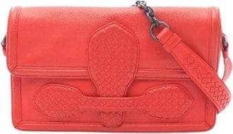 Bottega Veneta Pre-owned Leather Cross Body Bag - Dames - Vintage Schoudertas - Rood - ONE Size - Leer - Vintage