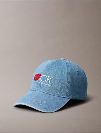 Calvin Klein Mens I Love CK Graphic Denim Cap - Medium Blue
