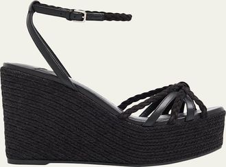 Jimmy Choo London 100mm Dree Leather Espadrille Wedge Sandals