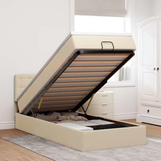 vidaXL Estructura De Cama Otomana Con Colch&oacute;n Tela Crema 80x200cm Vidaxl