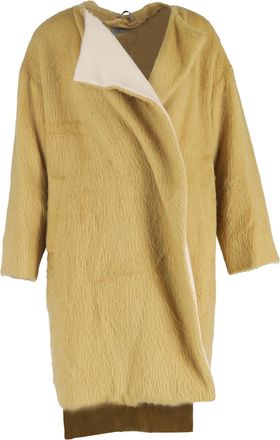 Max Mara Pre-owned Womens Max Long Back Coat in Yellow Alpaca Wool - Size EU 40 (Womens)