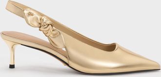 Charles & Keith Jayce Leather Slingback Kitten Heels