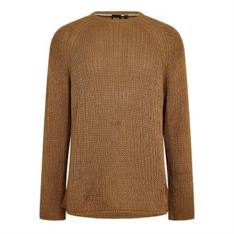 HUGO BOSS Mens Crew Neck Raglan Sleeve Sweater in Medium Beige - Size X-Large