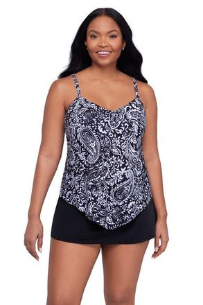 Trimshaper Hank Handkerchief Plus Size Tankini Swimsuit Top in Boho Classic at Nordstrom, Size 14