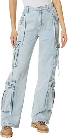 Blank NYC Franklin Rib Cage Pants with Oversized Cargo Pockets in Blue Lagoon Womens Casual Pants Blue Lagoon : 28, Cotton/Denim/Lyocell