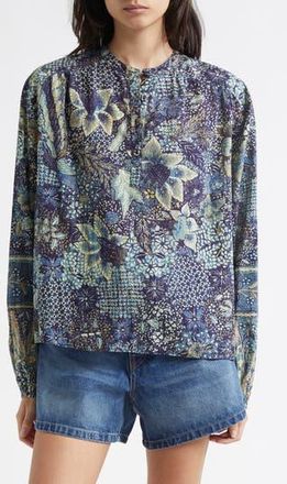 Ulla Johnson Harlowe Floral Long Sleeve Cotton Blend Top in Portofino at Nordstrom Rack, Size 8