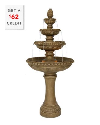 Sunnydaze 4-Tier Eggshell Water Fountain 65In Water Feature With Led Lights With $62 Credit