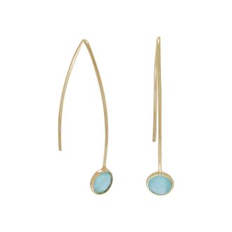 Liv Oliver 18k Gold Sea Green Quartz Drop Earrings