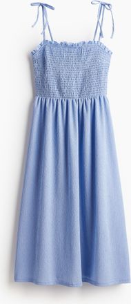 H&M Gesmoktes Kleid mit Bindetr&auml;gern - Blue
