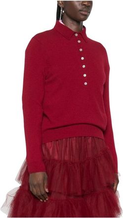 Be You Katoen Blend Poloshirt - Dames - Ronde hals truien - Rood - L - Katoen - Truien & Vesten