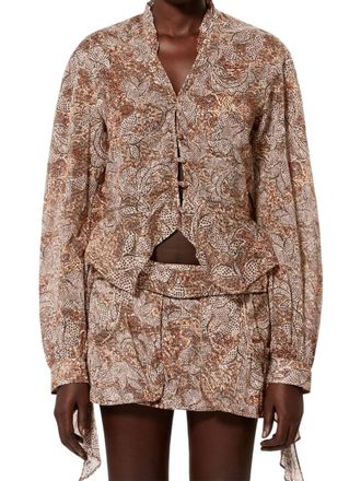 Isabel Marant Brown V-Neck Paisley Print Top