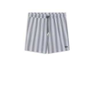 BOSS Logo-badge swim shorts with stripe