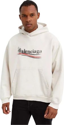 Balenciaga Ecru Logo Hoodie Sweatshirt - Heren - Hoodies - Beige - S - Katoen - Hoodies & sweatvesten