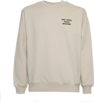 Dr&ocirc;le de Monsieur Stijlvolle Mastic Sweatshirt met Gedrukte Slogan - Heren - Sweatshirts - Beige - S - Hoodies & sweatvesten