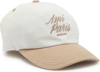 Ami Ami Paris Logo-embroidered Contrasting Cotton cap - White - One Size