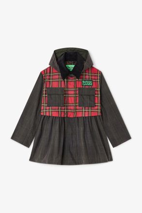 Ganni Green x Barbour Peplum Wax Jacket in Tartan - Size 32 Cotton