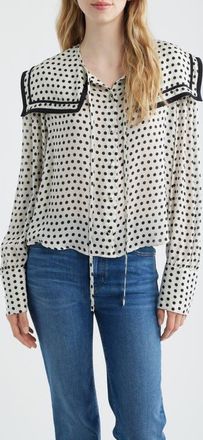 Frame Denim The Polka Dot Fleet Silk Top in Cream Multi at Nordstrom, Size X-Large