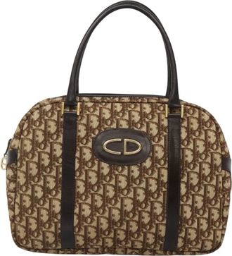 Dior Vintage Cd Trotter Handbag Canvas Brown Canvas Handbag (Pre-Owned)