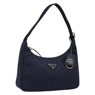 Prada Pre-owned Shoulder Bags, female, Blue, Size: ONE SIZE Pre-owned Vintage Nylon Hand Bag