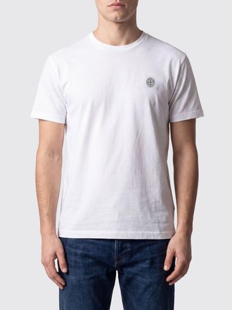 Stone Island T-shirt in cotone con patch logo sulla manica