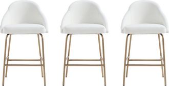 Manhattan Comfort Set Of 3 Gracie Modern Leatherette Counter Stools With Steel Legs