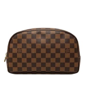 Louis Vuitton Pre-owned Vintage Damier Ebene Canvas Clutch - Dames - Vintage Accessoires - Bruin - ONE Size - Vintage