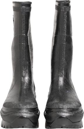 Dolce & Gabbana Metallic Black Pull On Rain Boots Mens Shoes (Pre-Owned)