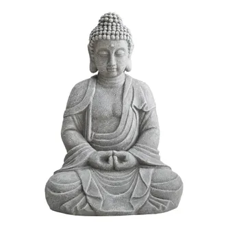 Sunjoy Direct Buddha Statue 20 in. Large Sized Buddha Garden Statue Gray Decorative Outdoor Buddha Statue