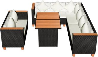 vidaXL Set Muebles De Jard&iacute;n 5 Piezas Y Cojines Rat&aacute;n Sint&eacute;tico Negro Vidaxl