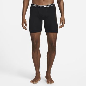 Nike Mens Dri-FIT Essential Cotton Stretch Long Boxer Briefs (3-Pack) in Black | KE1168-001