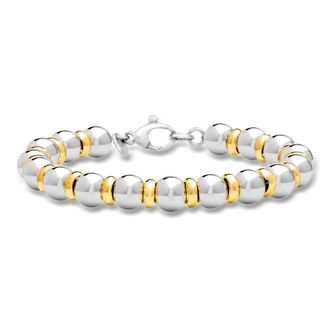 Ross-Simons Italian Sterling Silver and 22kt Gold Over Sterling Bead Bracelet