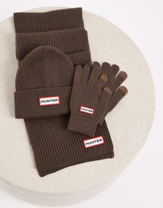 Hunter set regalo di indispensabili per linverno in marrone cioccolato