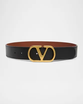 Valentino Garavani VLogo Signature Reversible Leather Belt, 40mm