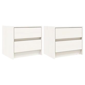 vidaXL Vidaxl - Mesitas De Noche 2 Uds Madera Maciza Pino Blanco 40x31x35,5 Cm