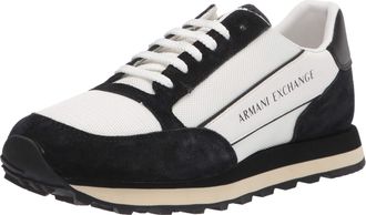A|X Armani Exchange Suede Bicolor Sneakers, Sneaker Mens, White (Off White Black), 6 UK