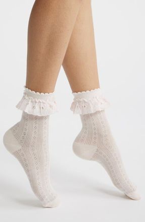 High Heel Jungle Bobby Lace Ankle Socks in Pink at Nordstrom