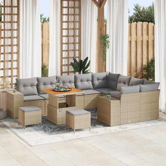 vidaXL Vidaxl - Conjunto De Sof&aacute; De Jard&iacute;n Con Coj&iacute;n 12 Pcs Beige, Gris Claro