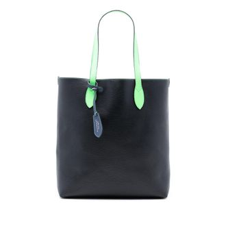 Burberry Pre-owned Womens Grained Leather And Haymarket Check Coated Canvas Reversible North South Tote - Black - One Size