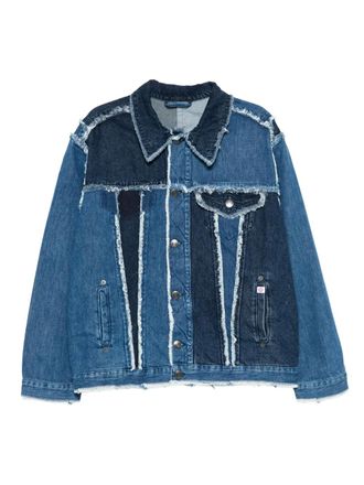 Charles Jeffrey Loverboy frayed patchwork denim jacket - unisex - Cotton - L - Blue