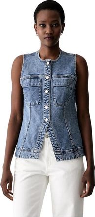 DKNY Longline Denim Vest - Dames - Bodywarmers - Blauw - S - Denim - Jassen