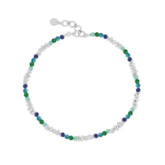 Dower & Hall Mens Gemstones Jagged Silver Nugget Anklet
