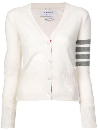 Thom Browne Cardigan a righe con scollo a V - Bianco