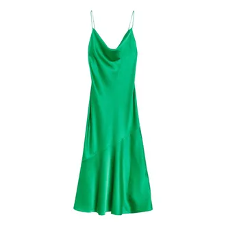 Ted Baker Tunca Satijnen Avondjurk Met Colkraag, Groen, Midi-lengte