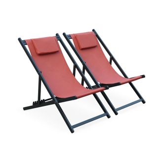 Sweeek Juego de 2 sillas multiposici&oacute;n aluminio textileno