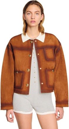 Sandro Suede jacket in Camel at Nordstrom, Size 40 Eu